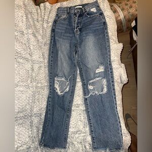Pacsun straight leg jeans with knee rips